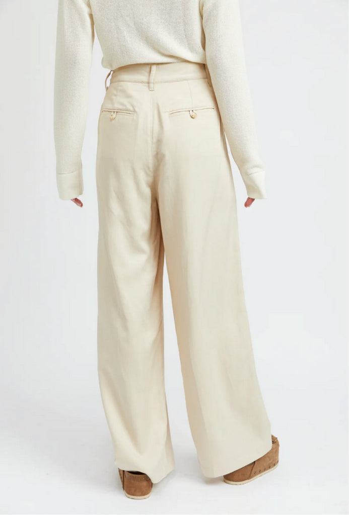 Cream Pintuck Trouser Pant - MISRED