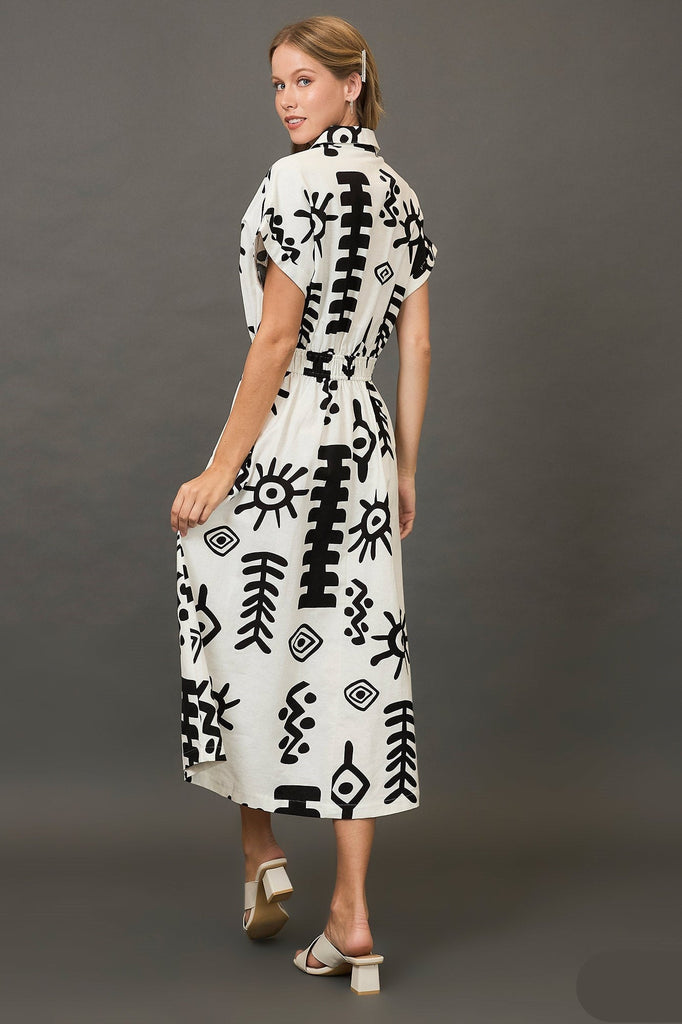 Abstract Doodle Midi Dress - MISRED
