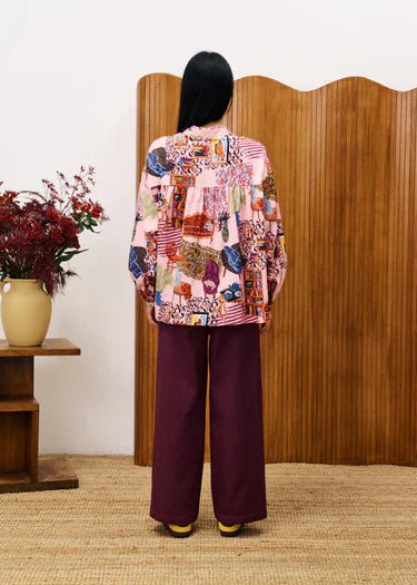 Artful Printed Silk Blouse - MISRED