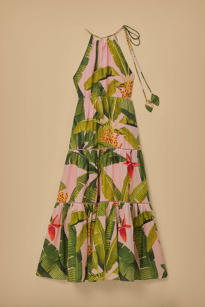 Banana Leaves Pink Sleeveless Maxi Dress {Farm Rio} - MISRED