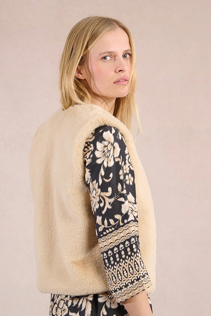 Beige Faux Fur Vest - MISRED