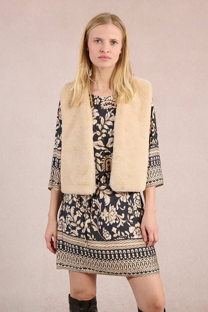 Beige Faux Fur Vest - MISRED