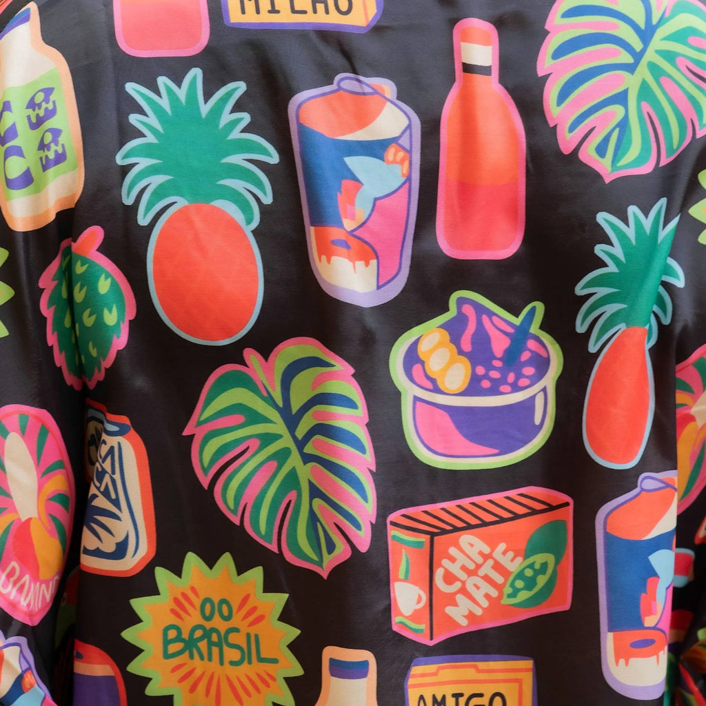 Black & Colorful Tropical Graphic Button Down - MISRED