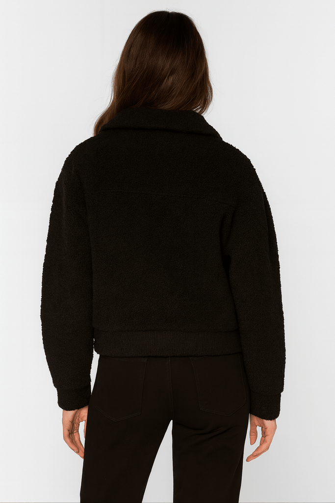 Black Cropped Zip - Up Jacket - MISRED