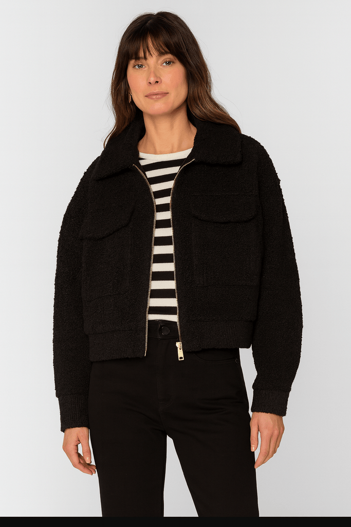 black cropped zip - up jacket - MISRED