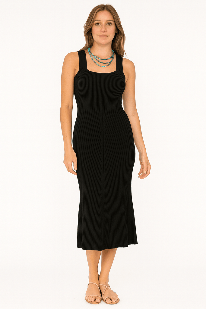 Black Knit Kick Flair Dress - MISRED
