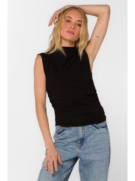 Black Mock Neck Top - MISRED