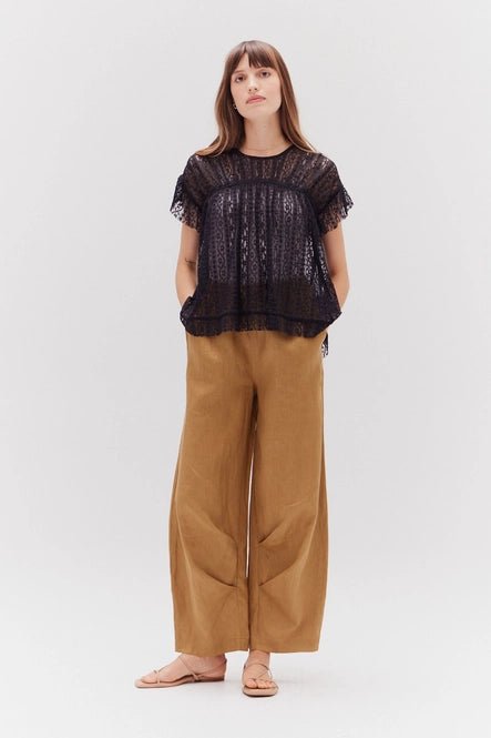 Black Ruffle Lace Blouse - MISRED