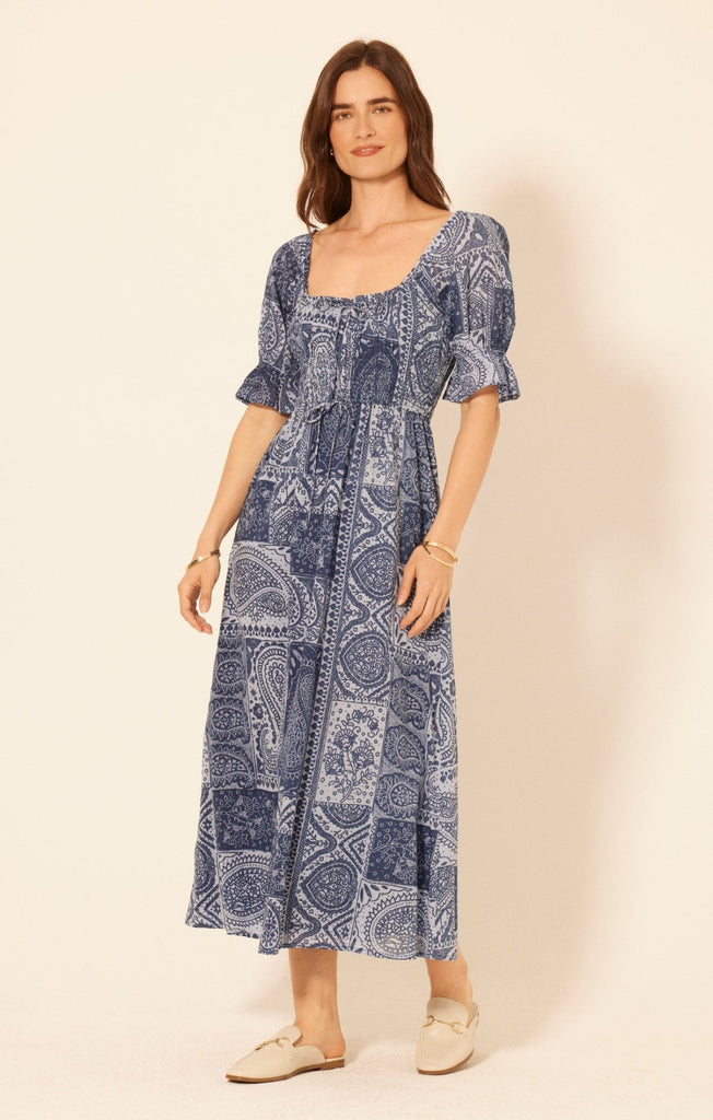Blue Bandana Print Midi Dress - MISRED