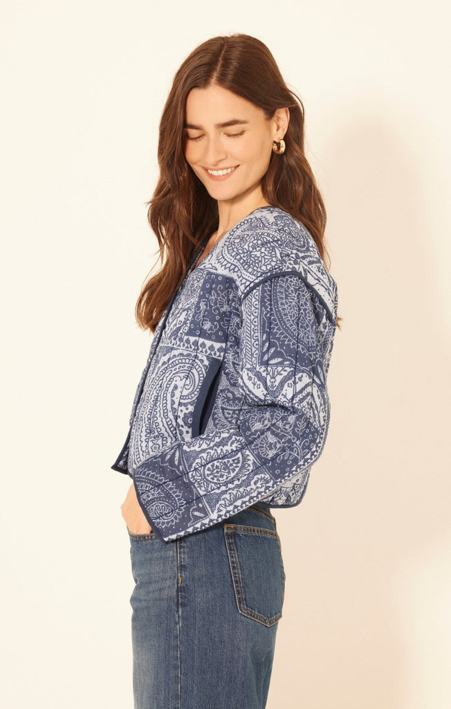 Blue Bandana Quilted Jacket - MISRED
