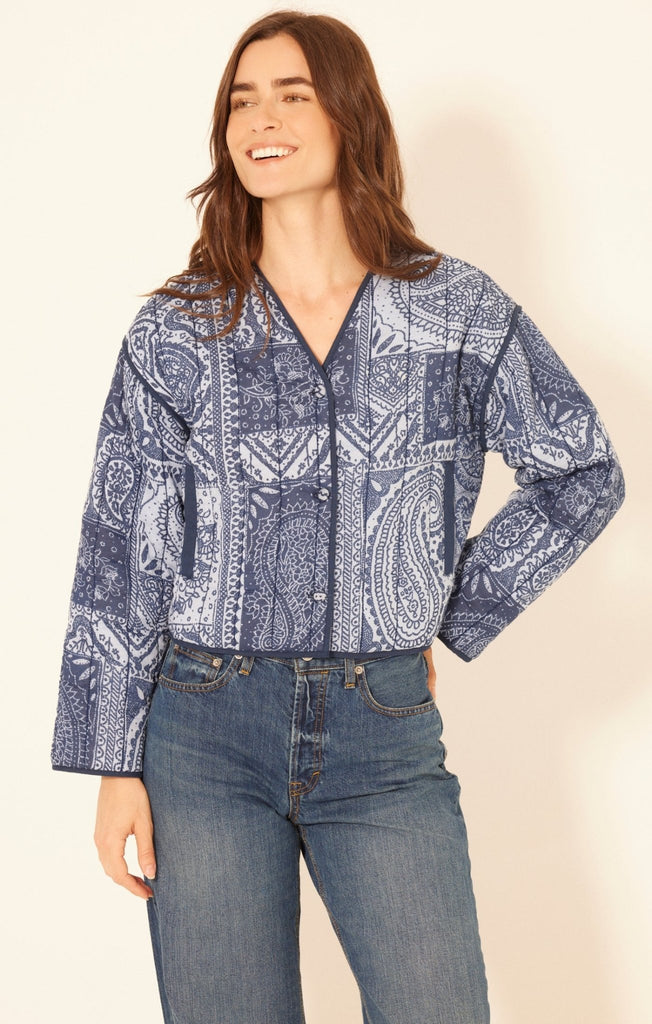 Blue Bandana Quilted Jacket - MISRED