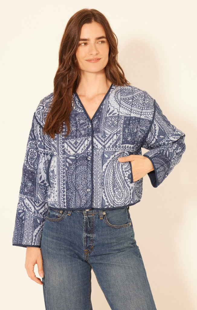 Blue Bandana Quilted Jacket - MISRED