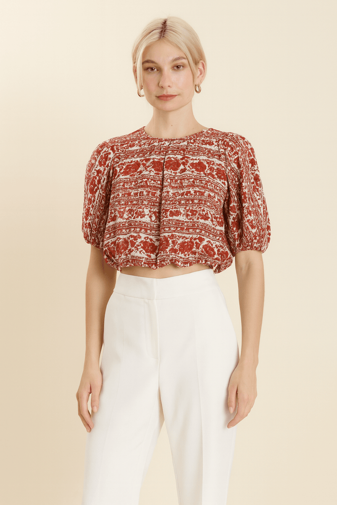 Bohemian Puff - Sleeve Crop Top - MISRED