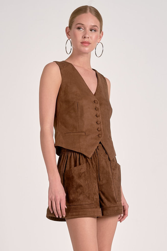 Brown Button - Front Vest - MISRED