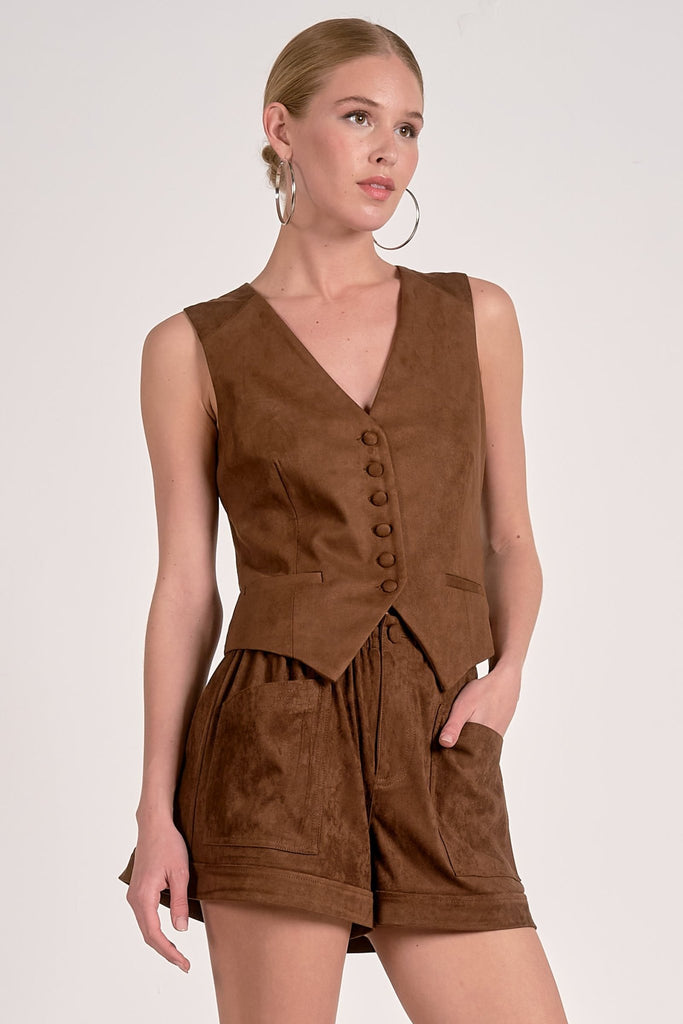 Brown Button - Front Vest - MISRED