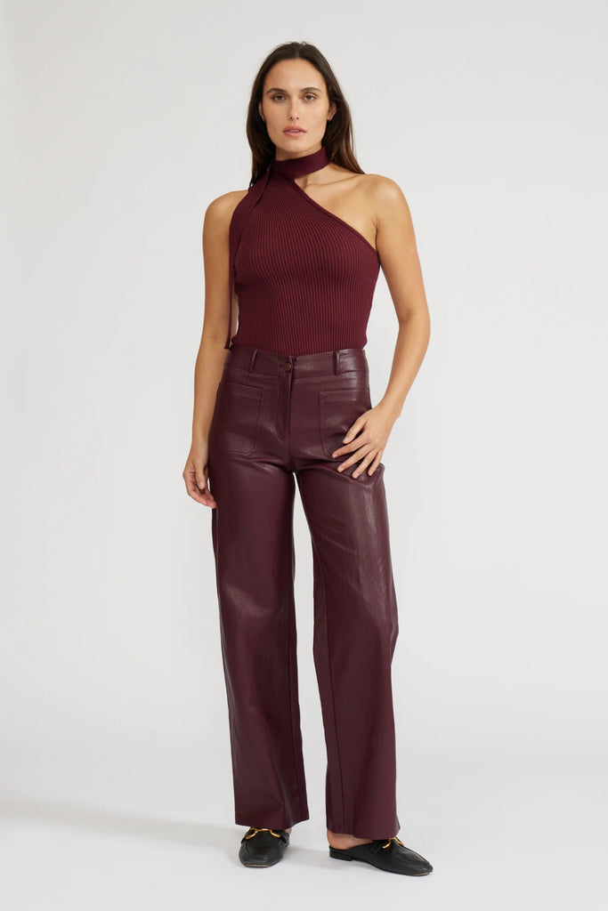 Burgandy Leather Trouser Pants - MISRED