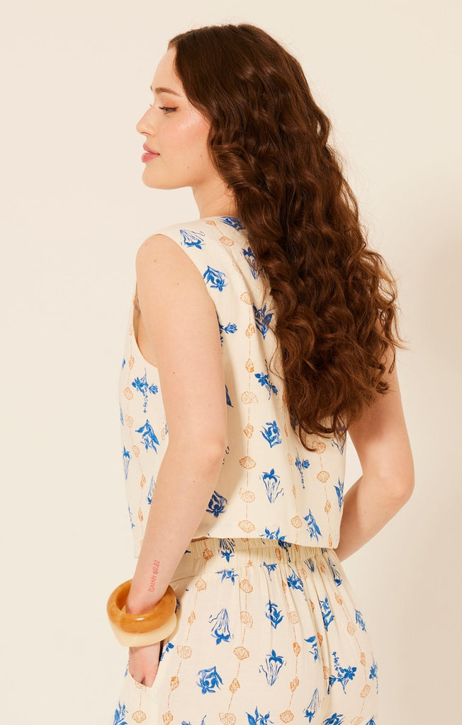 By the Sea Printed Tie Top - MISRED