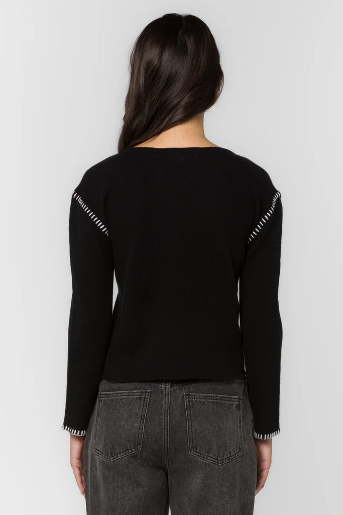 Cashmere Contrast Stitch Pull Over Sweater - MISRED