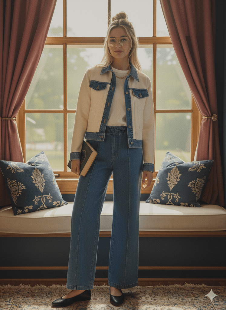 Chambray Denim Wide Leg Pant - MISRED
