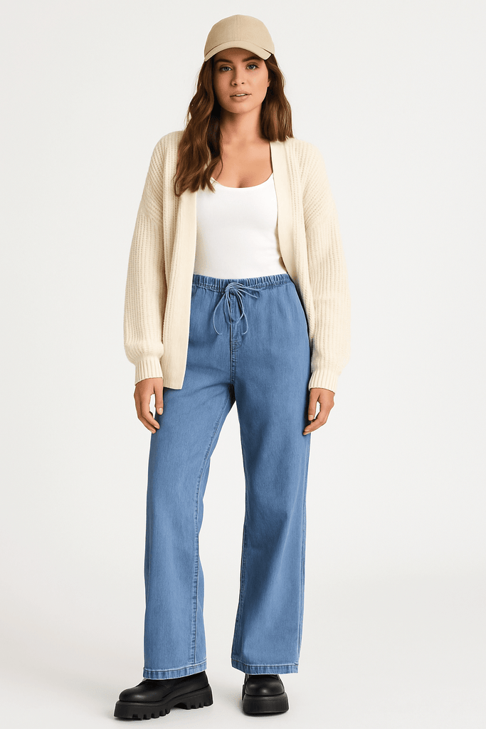 Chambray Drawstring Straight Leg Pant - MISRED