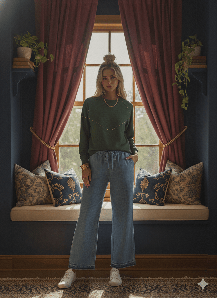Chambray Drawstring Straight Leg Pant - MISRED