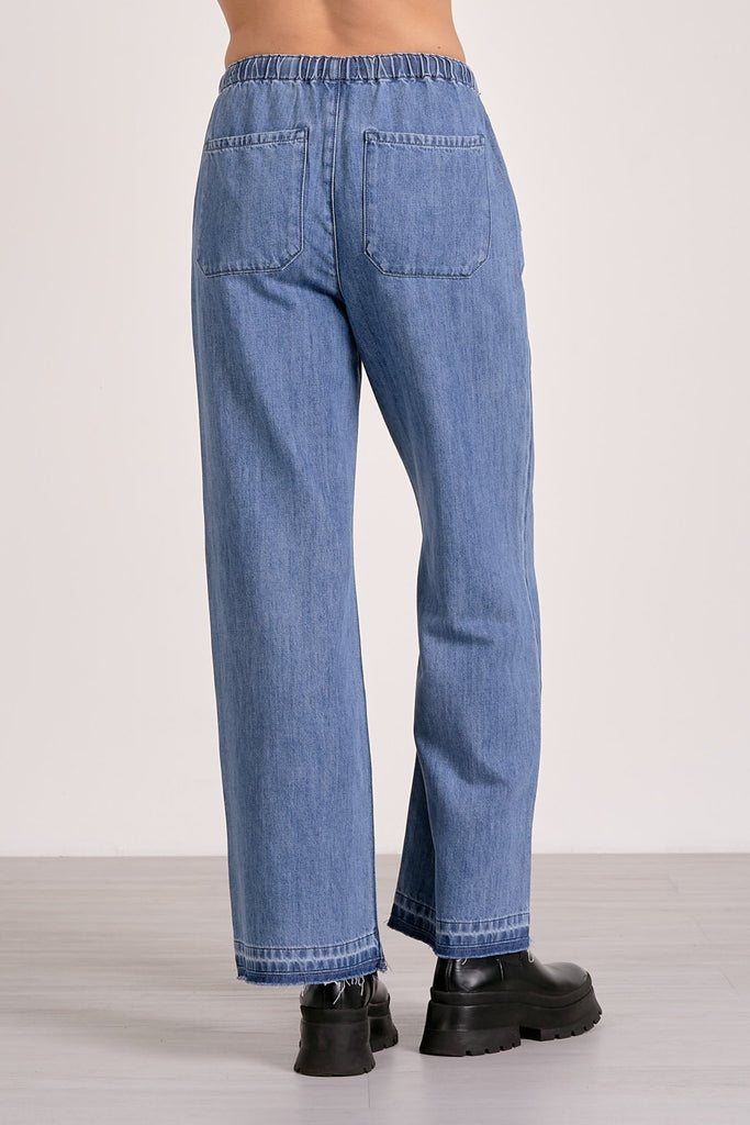 Chambray Drawstring Straight Leg Pant - MISRED