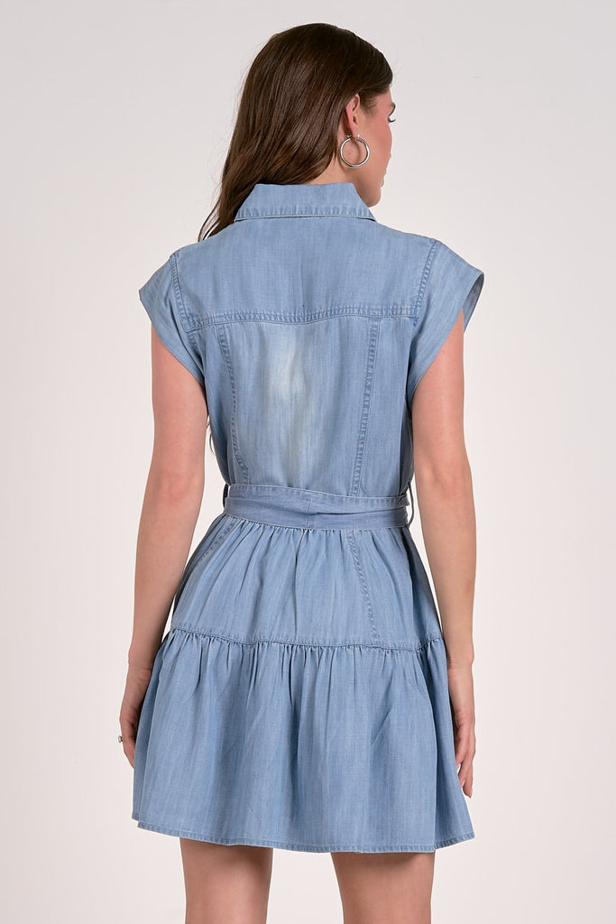 Chambray Fit & Flare Mini Dress - MISRED