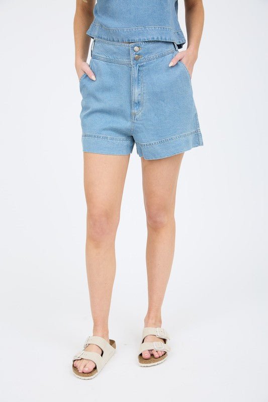 Chambray Loose Fit Trouser Shorts - MISRED