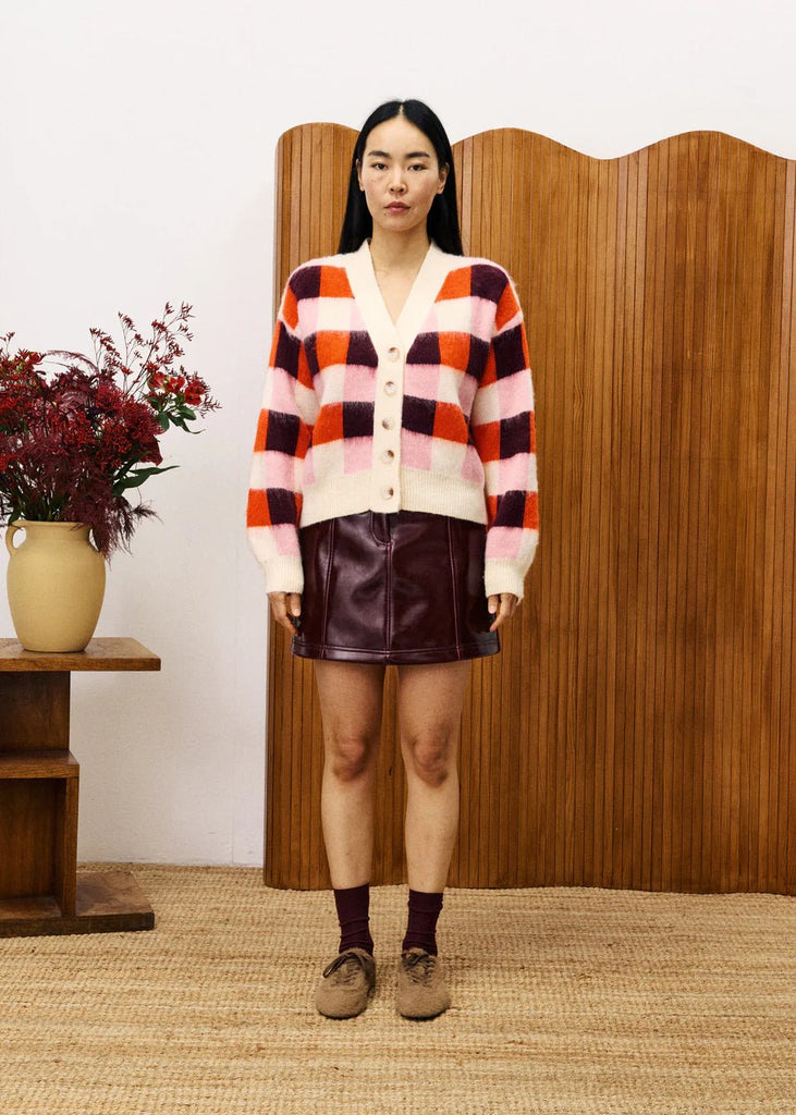 Checkered Button - Up Cardigan - MISRED