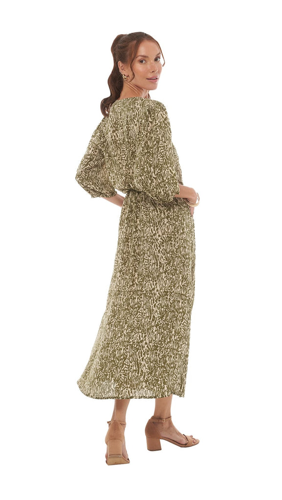 Chive Green Abstract Maxi Dress - MISRED
