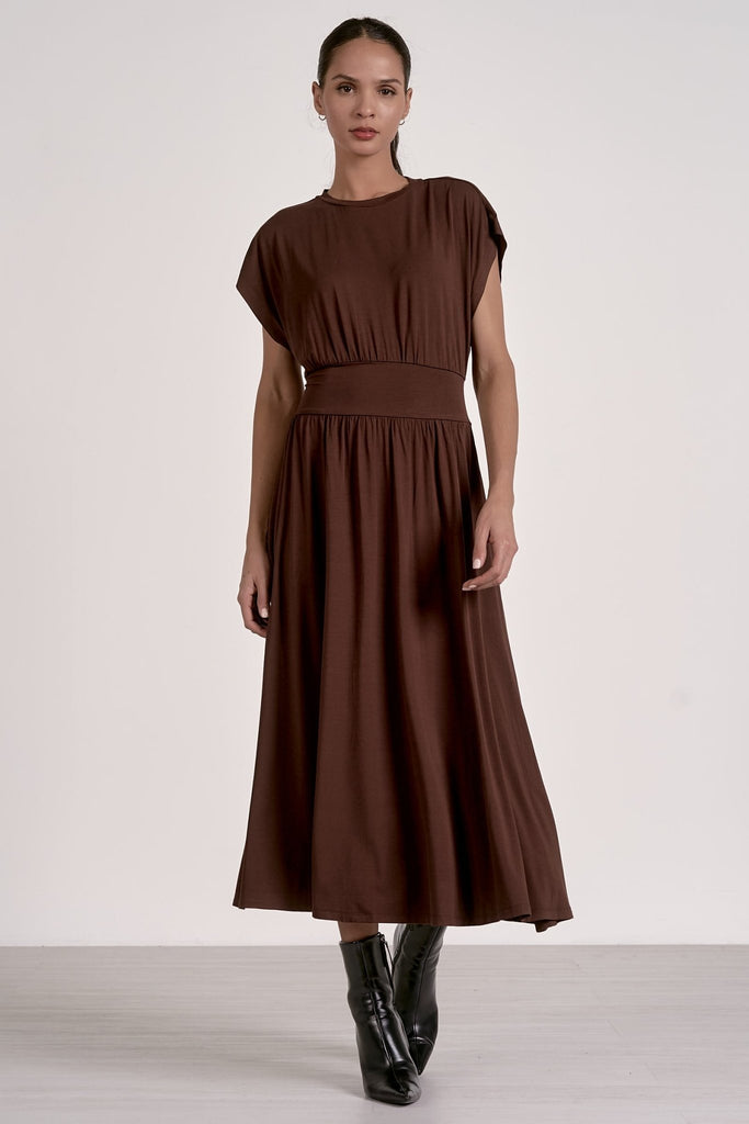 Chocolate Jersey A - Line Maxi Dress - MISRED