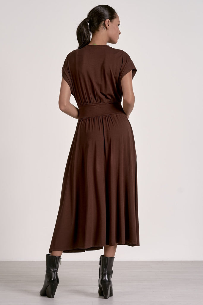 Chocolate Jersey A - Line Maxi Dress - MISRED