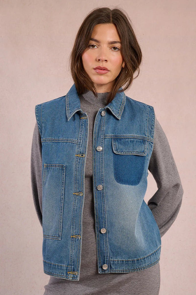 Classic Denim Utility Vest - MISRED