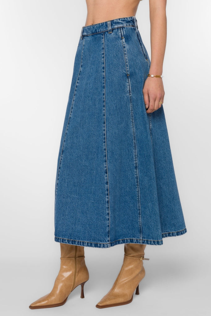 Classic Wash A - Line Denim Skirt - MISRED