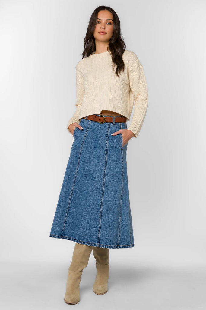 Classic Wash A - Line Denim Skirt - MISRED