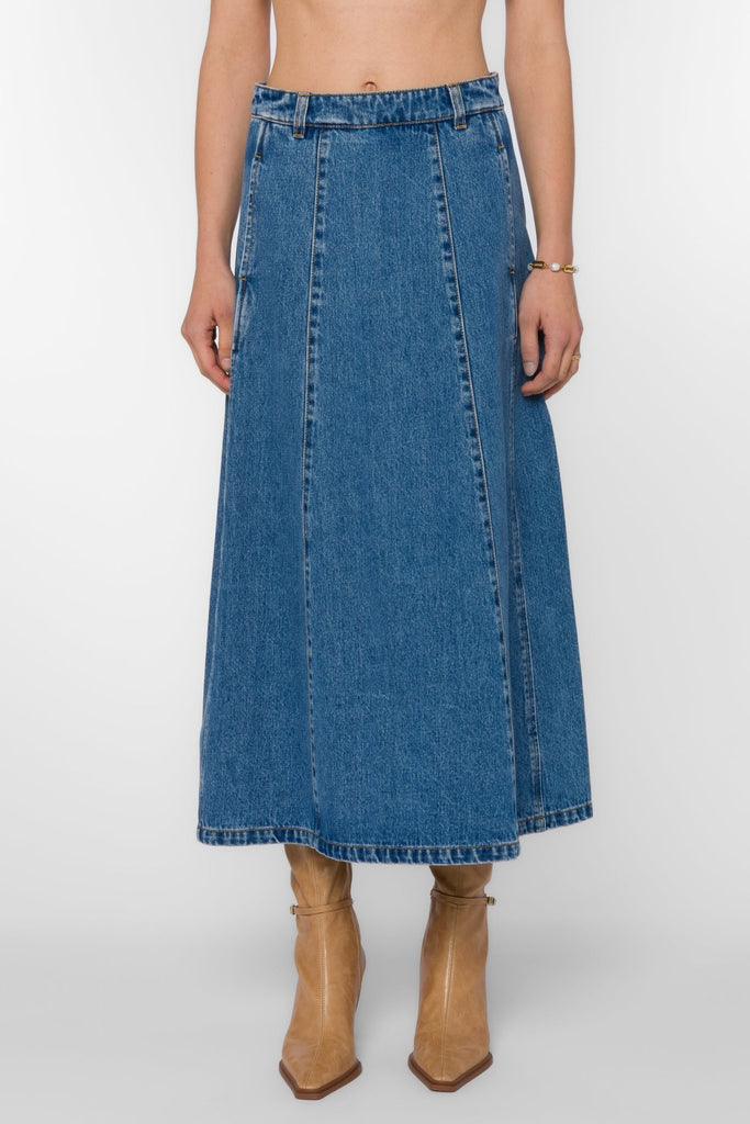 Classic Wash A - Line Denim Skirt - MISRED