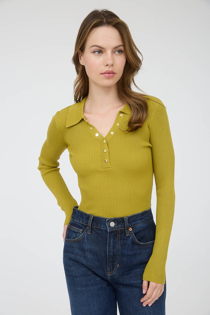 Collared Gold Button Long Sleeve - MISRED