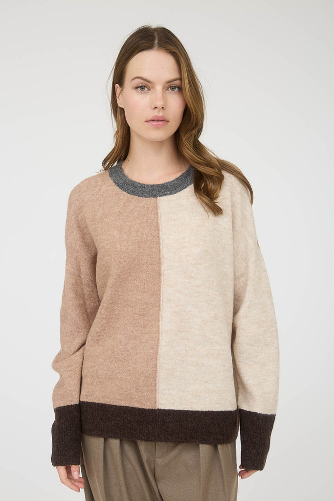 Colorblock Front Seam Sweater - MISRED