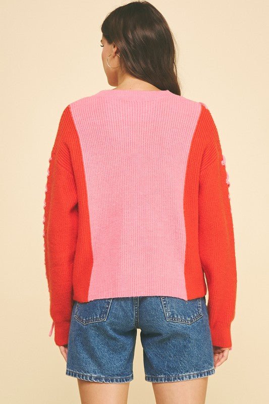 Colorblock Stitch Detail Sweater - MISRED