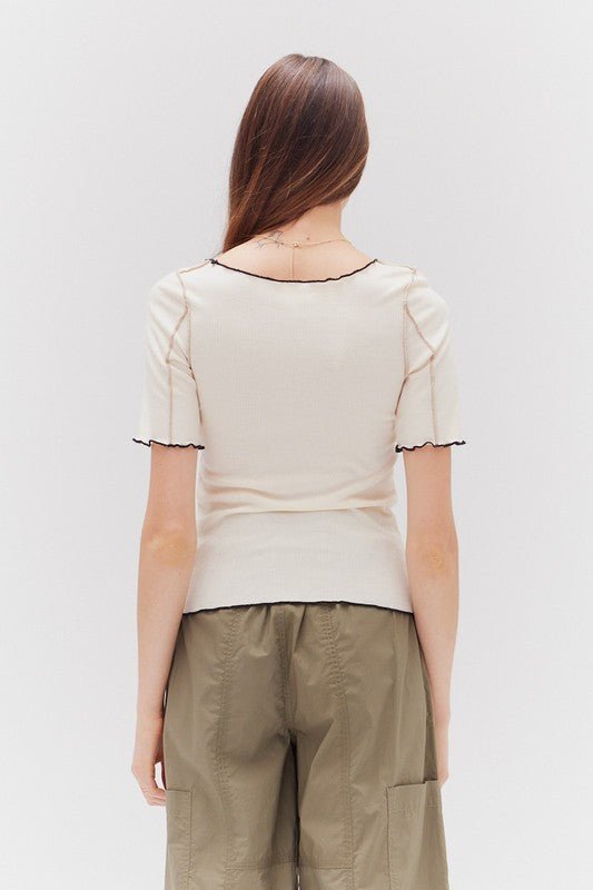 Contrast Ribbing Tee - MISRED
