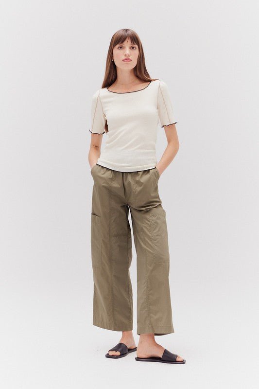 Contrast Ribbing Tee - MISRED