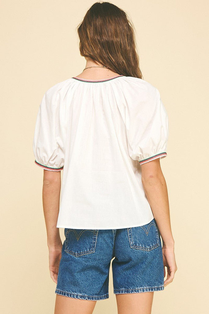 Contrast Stitch Detailed Blouse - MISRED
