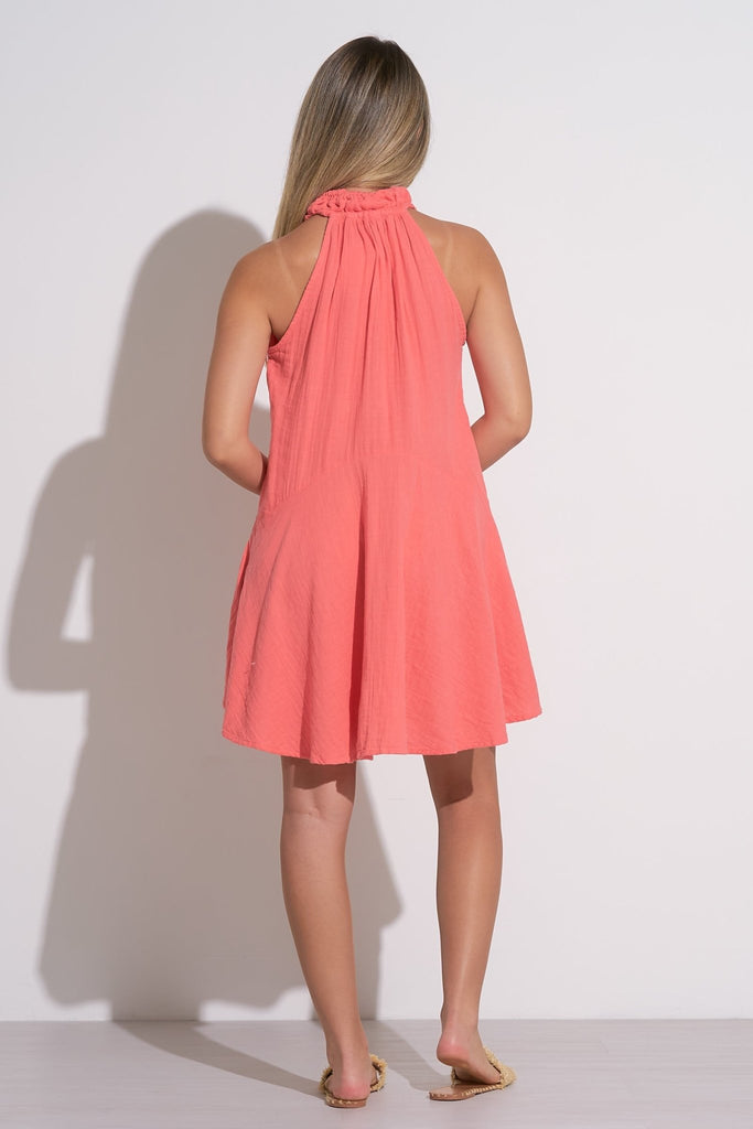 Coral Gauzy A - Line Mini Dress - MISRED