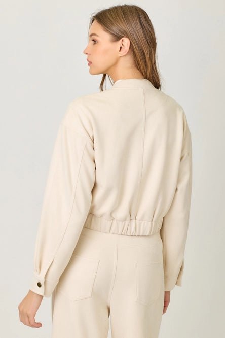 Cream Cropped Jacket - MISRED