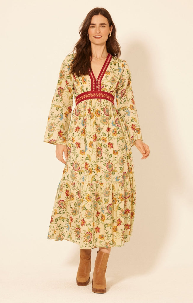 Cream Floral Maxi Dress - MISRED