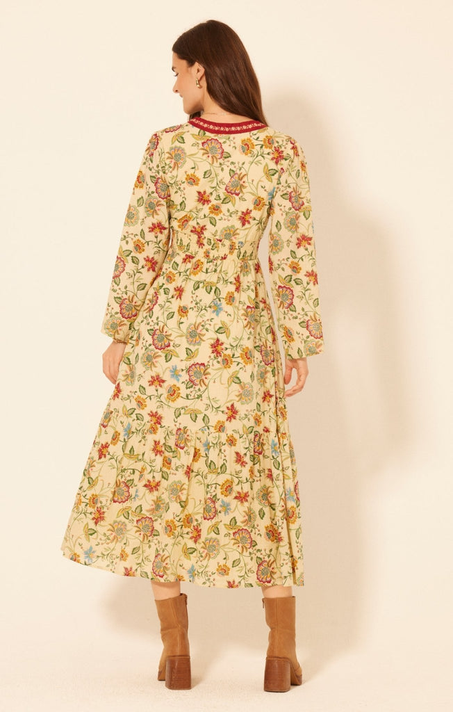 Cream Floral Maxi Dress - MISRED