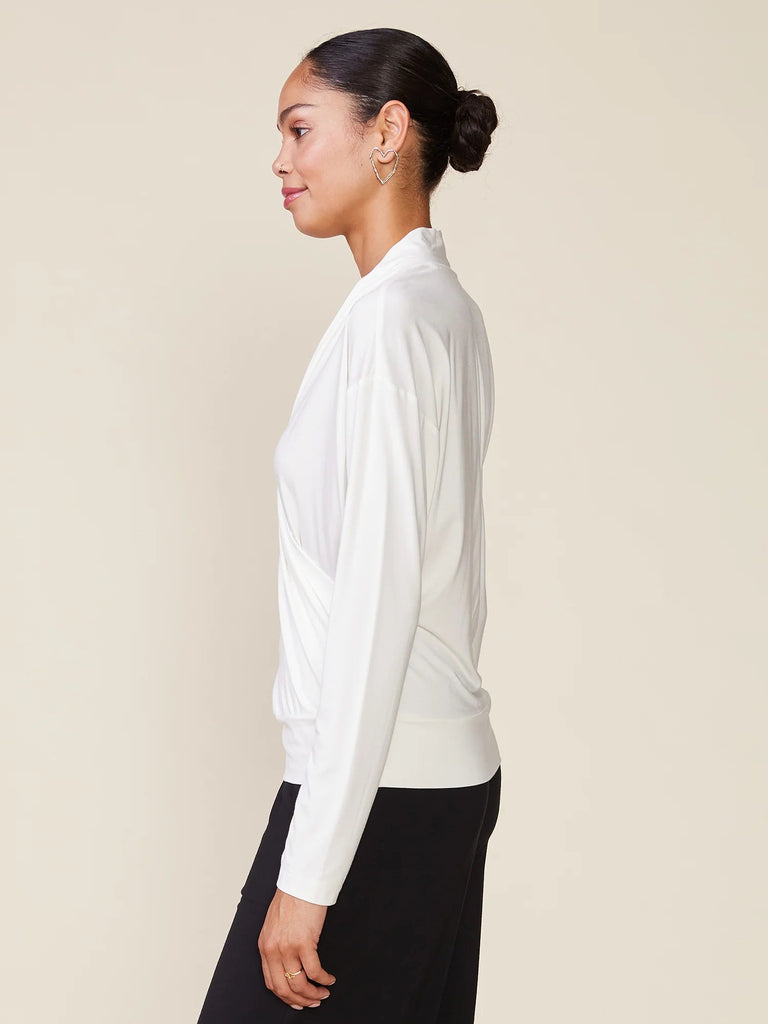 Cream Modal Faux Wrap Blouse - MISRED