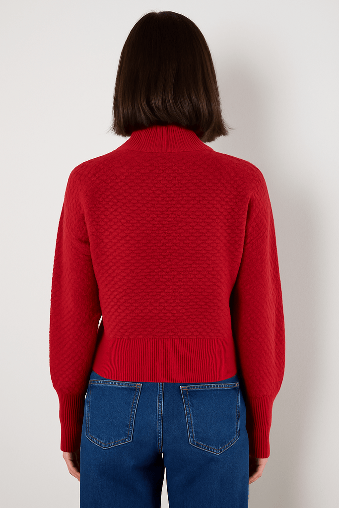 Crimson Textured Knit Sweater - MISRED