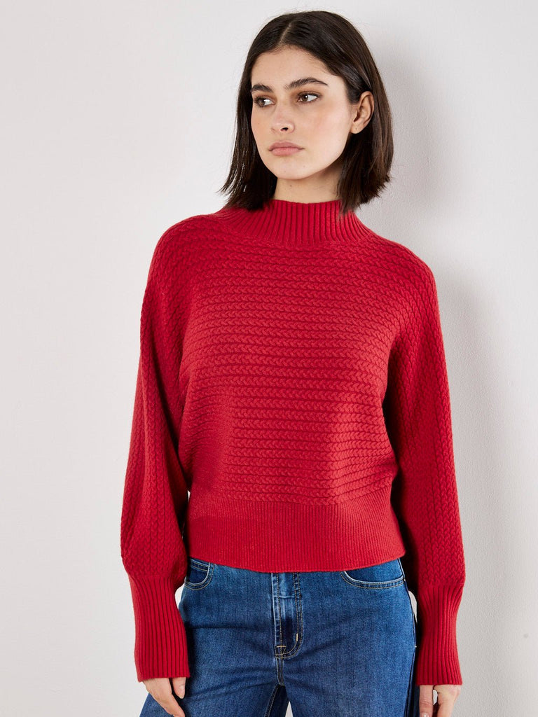 Crimson Textured Knit Sweater - MISRED