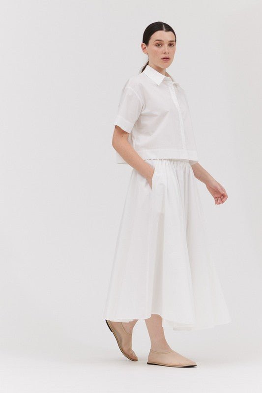 Crisp White Cropped Button Down - MISRED